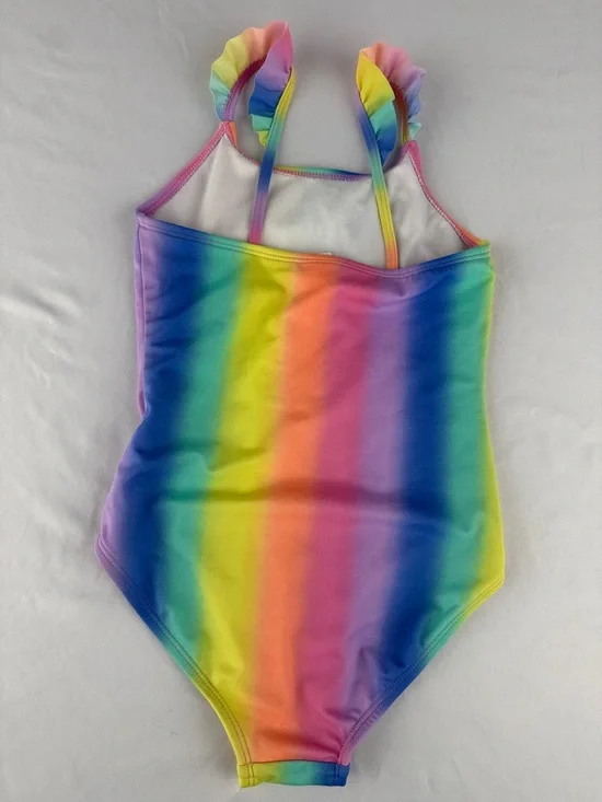 Cat & Jack Rainbow Ombre Ruffle Strap One-Piece Swimsuit - Picture 2 of 4